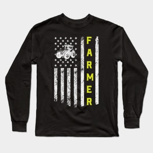 Flag With Tractor Patriotic Farmer Long Sleeve T-Shirt